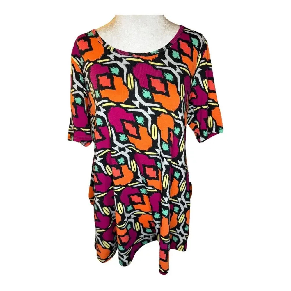NEW LuLaRoe Women's Small Multicolor Geometric Tunic Perfect T Short Sleeve NWT